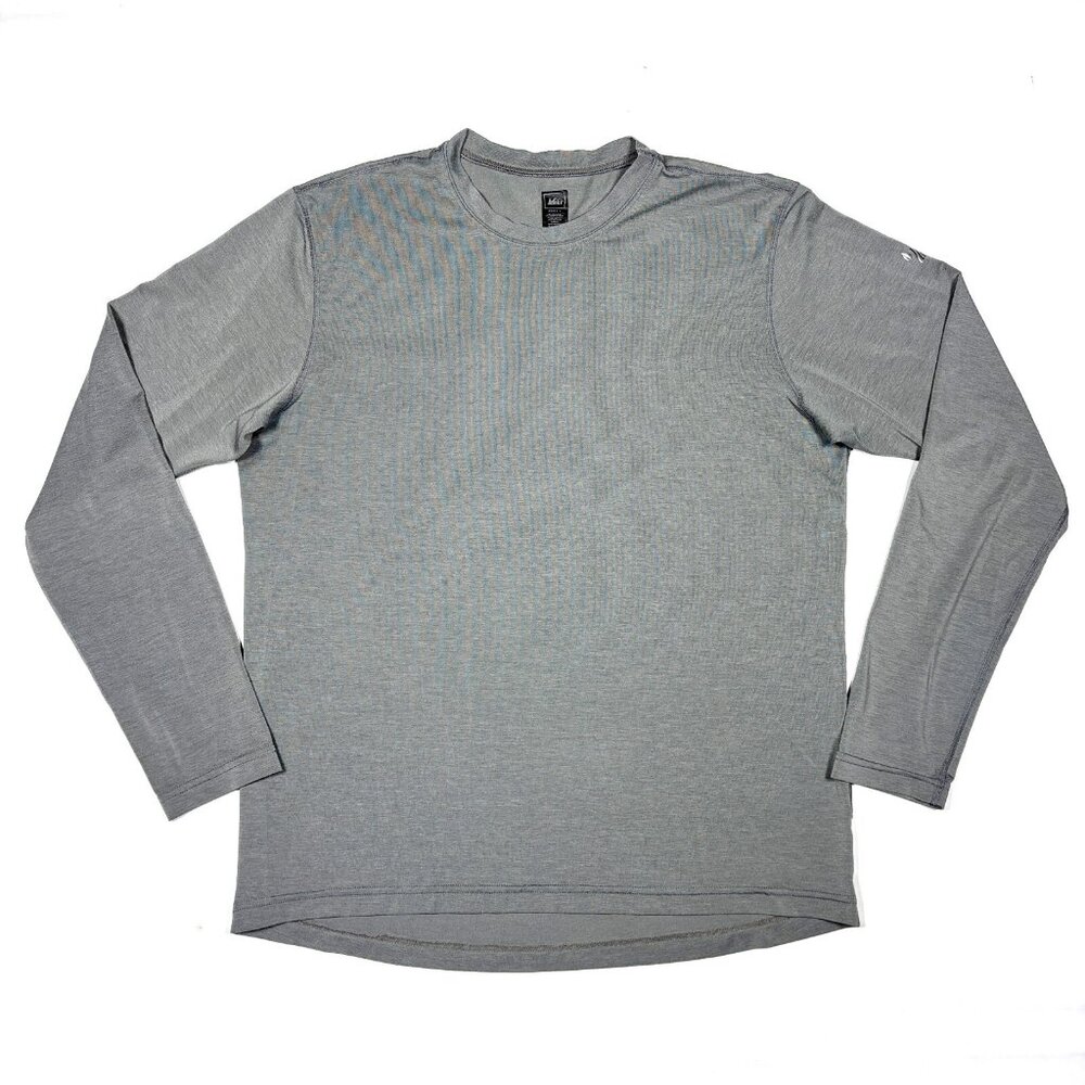 Vintage Y2K REI Gray Long Sleeve Base Layer Shirt Mens Large Made in USA Hiking